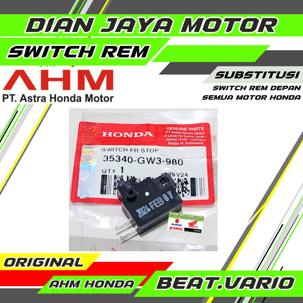 Swit rem Depan Beat Vario Vario 125 Supra X Karisma GW3 ORI AHM Switch Rem Depan Beat Vario - FJ MOT