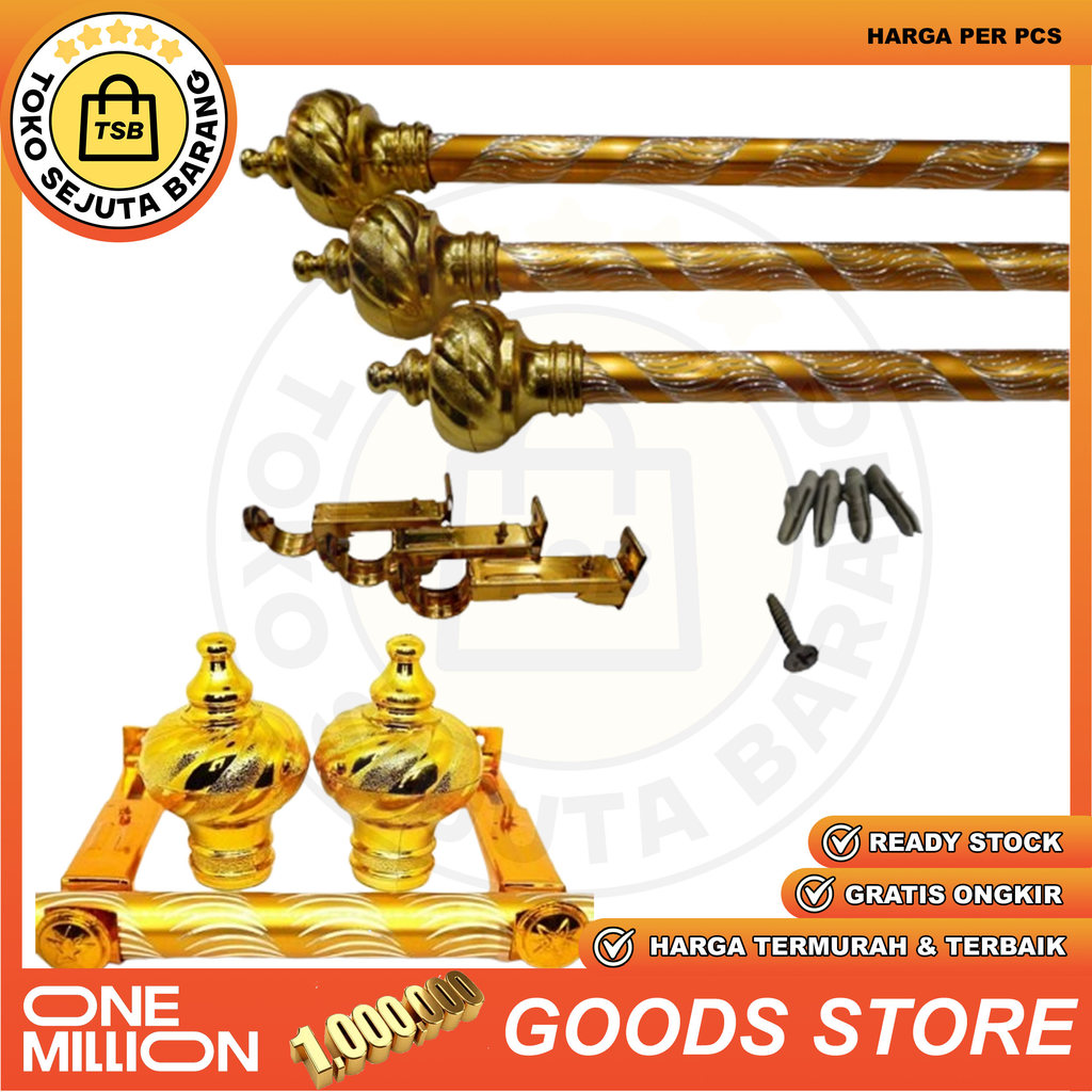 Tiang Tirai Jendela Fullset Batang Tiang Gorden Fullset Pipa Besi Gordyn Tongkat Hordeng Korden Tian