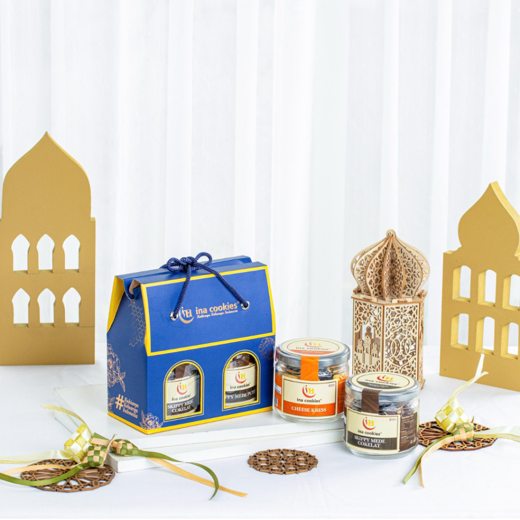 Hampers Lebaran GABLE BOX JAR ISI 2 -  Paket Parcel Idul Fitri Redy Kue Kering Premium INA COOKIES/ 