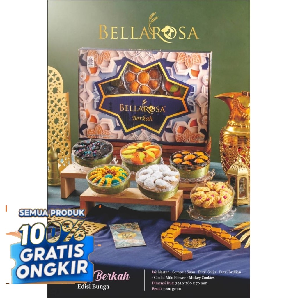 PAKET BERKAH BELLAROSA KUE KERING PAKET LEBARAN HAMPERS IDULFITRI 2026 free kartu ucapan/ Paket kuke