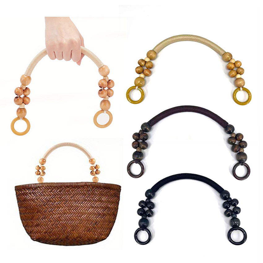 DIY Handle Aksesoris Tas / Handle Tas Anggur / Handle Makram / Gagang Kayu 48cm Pegangan Tas Manik-m