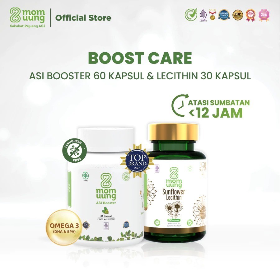 Mom Uung Paket ASI Tersumbat - ASI Booster 60Kapsul & Lecithin - Mengandung Vitamin