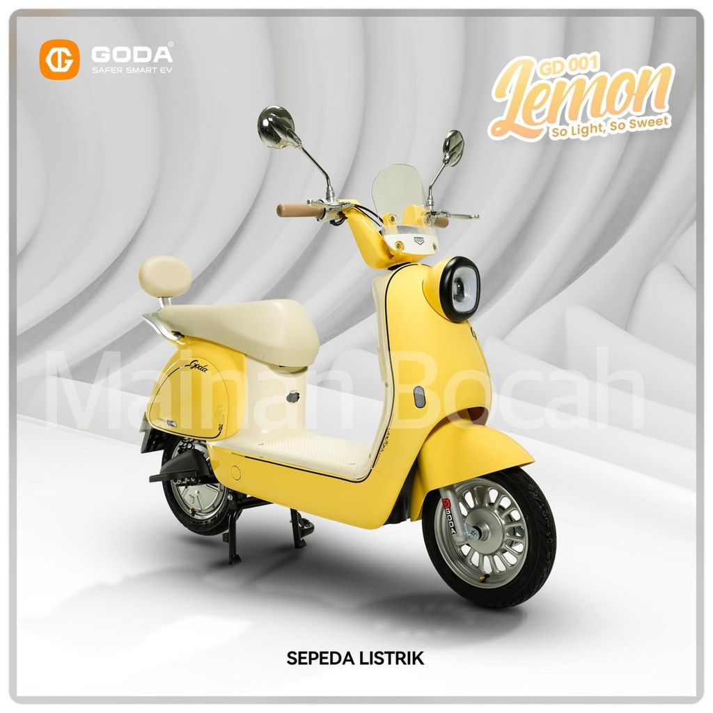 TERLARIS SEPEDA LISTRIK GODA 001 LEMON 48V 12AH DENGAN DINAMO 600 WATT