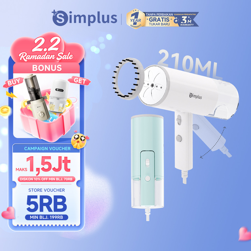 Simplus Setrika Uap low watt 800w Lipat Ringan Steamer Foldable Handheld Portable