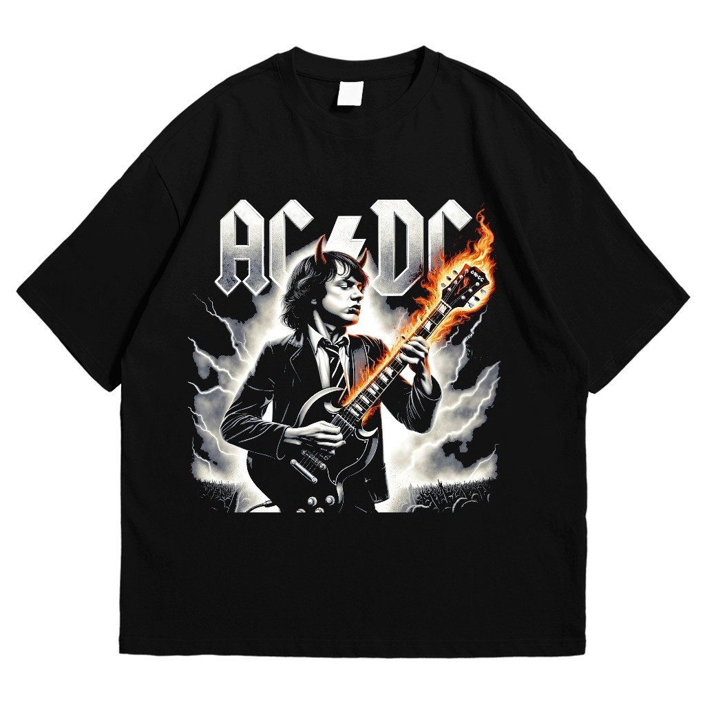 ORI Baju Kaos Regular Band Musik ACDC Classic Rock And Roll T-shirt Pria Wanita Unisex Cotton Combed