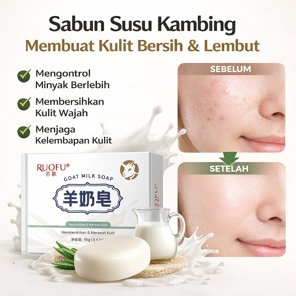 [Pelembab Alami / Kontrol Minyak]Sabun Susu Kambing Pelembap Anti Minyak/Sabun Susu Kambing Lembut P