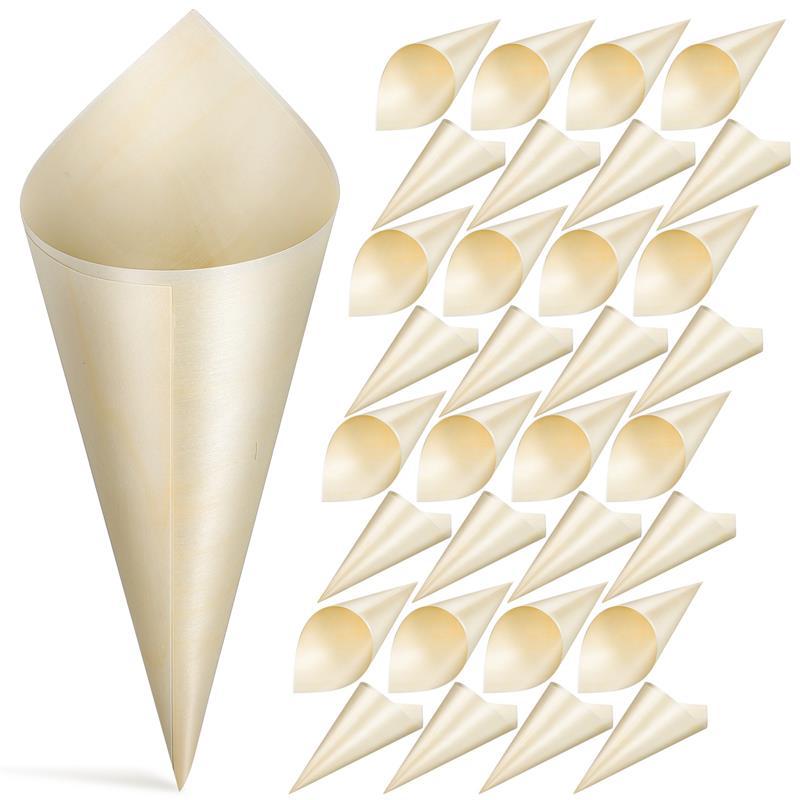 100Pcs sposable Wood Tasting Cones Small Dessert Cones Paper Cones For Food Cone Packaging Container