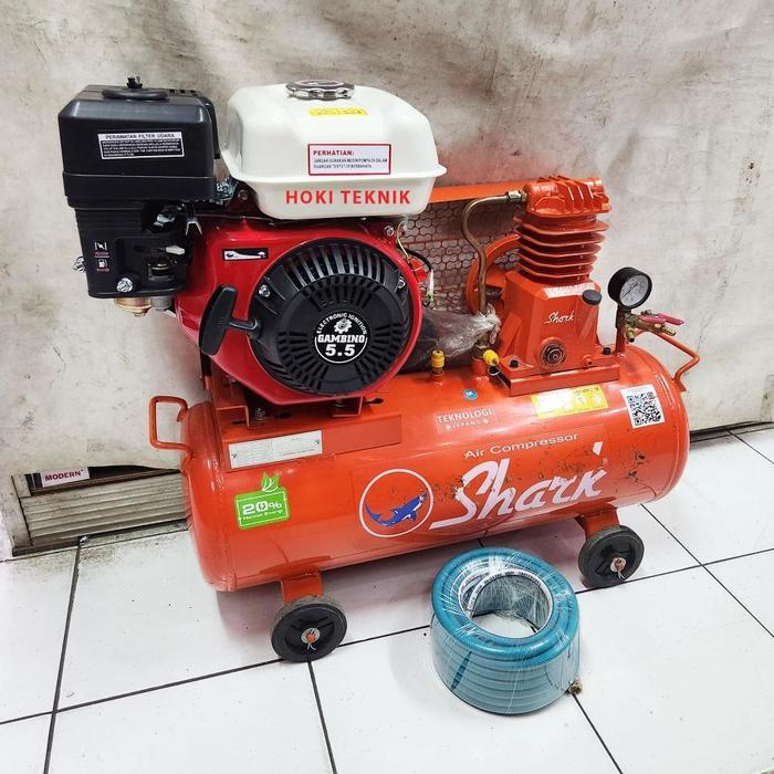 Komplit Mesin Kompresor Shark 1/4 HP Bensin - Kompresor saja