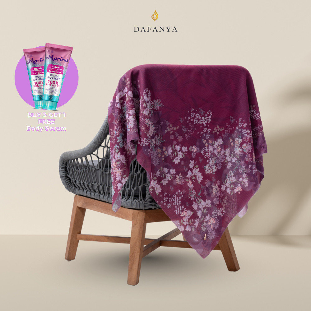 ZIZISHOP DAFANYA - Rumaisha Series Jilbab Motif Floral Kerudung Segi Empat Hijab Scarf bahan Voal La