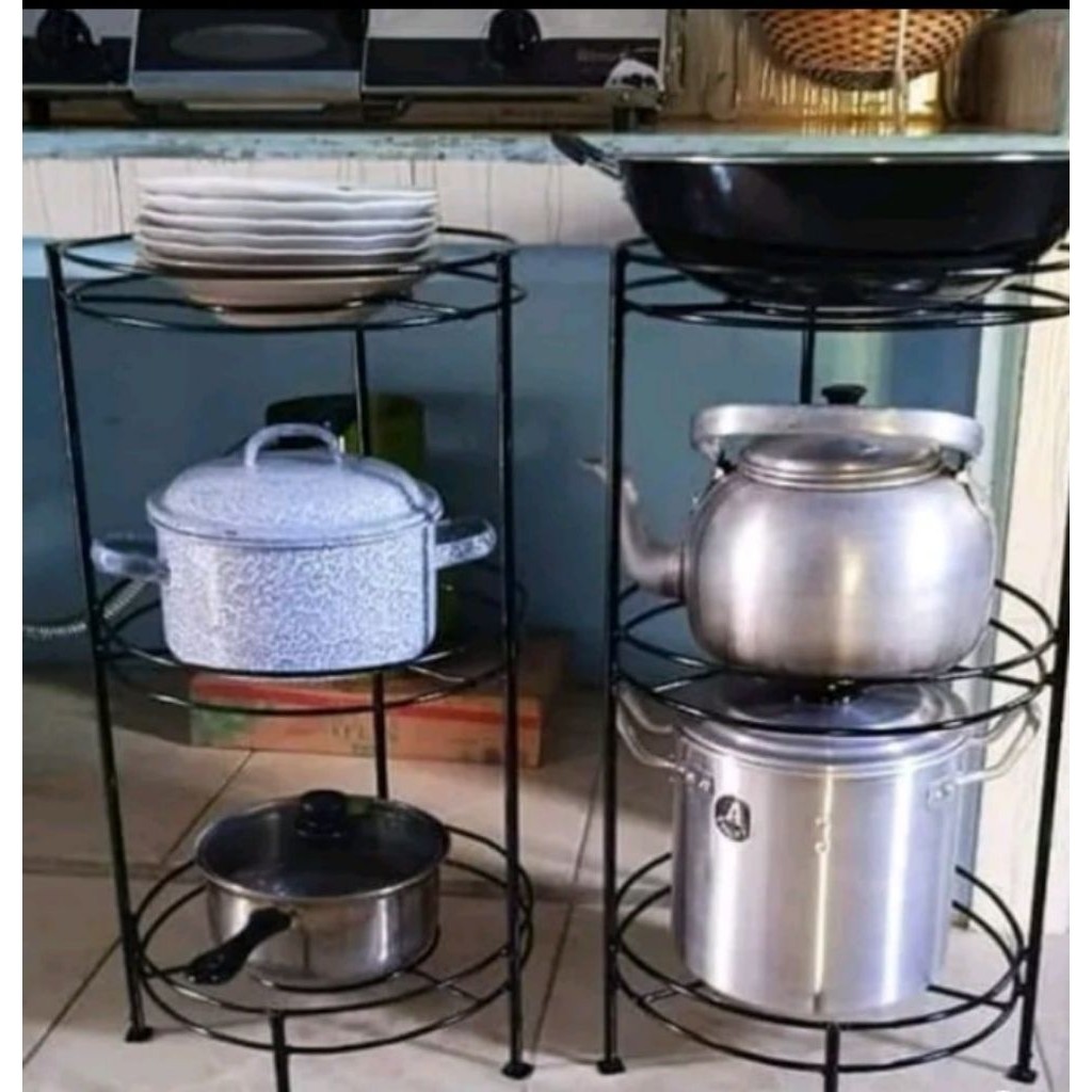 Rak Tempat Panci Wajan Dan Ceret Aesthetic 3 Susun
