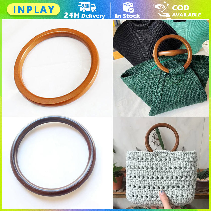 Wooden Bag Handle Ring Kayu Bulat Solid Premium / Aksesoris DIY Tas Rajut Macrame Handmade Natural