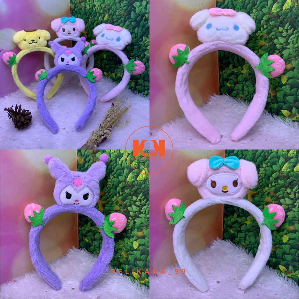 BANDO BULU KARAKTER SANRIO 2 STRAWBERRY / BONDU ANAK KARAKTER SANRIO / BANDO WANITA KARAKTER SANRIO