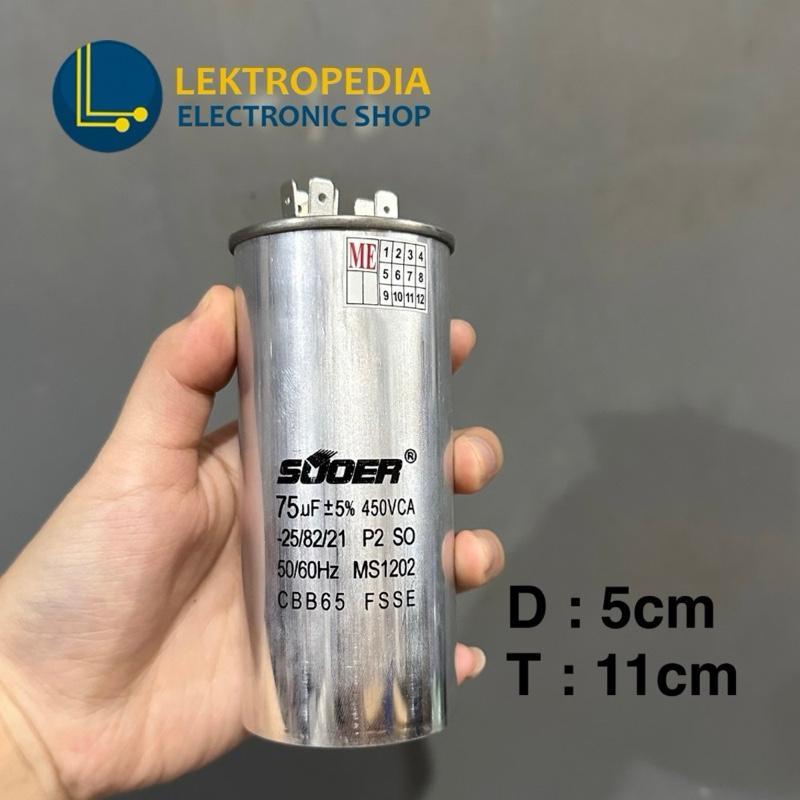 Kapasitor AC 75uf 450v SUOER Bulat Soket uf mikro 75 uf mikro Capacitor aluminium