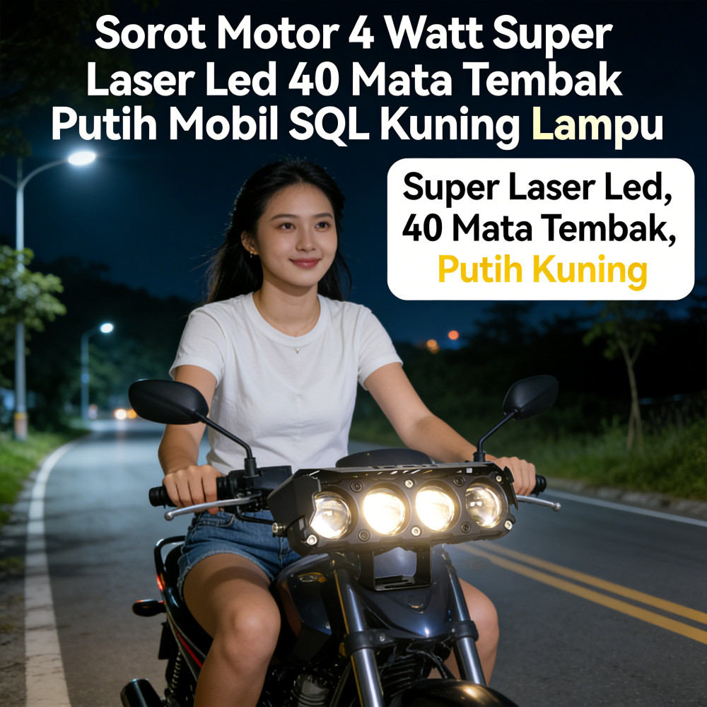 Mobil Motor Led 4 Mata Lampu Tembak Putih Kuning Sorot Super terang Lampu Laser Sorot Tembak Lampu