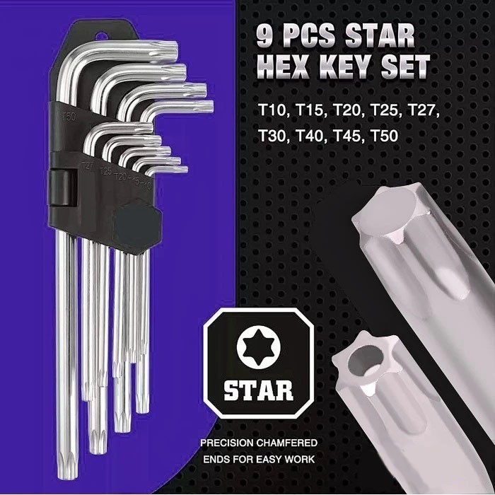 Kunci L Bintang TORX Set 9 pcs | Kunci Obeng TORX Set 9 pcs | Obeng TORX Obeng Bintang | Obeng TORX 