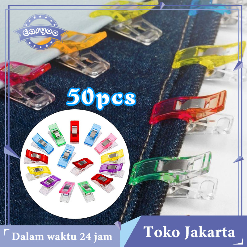 50pcs Penjepit Kain Jahit Clover Wonder Clip Penjepit Kain Jahit Bahan Plastik  Klip Penjepit Jahita