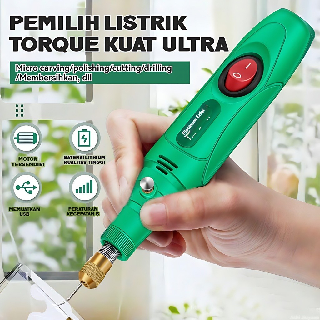 GILISHOP Bor Mini 12V DC 15000 RPM Alat Amplas Clay Pemotong Listrik Gerinda Mini bor potong Listrik