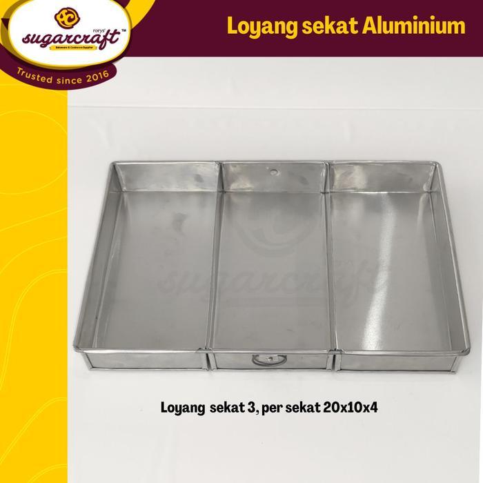 Big Sale Loyang lapis surabaya persegi sekat 3 per sekat 20cm x 10cm x 4cm cetakan aneka cake browni