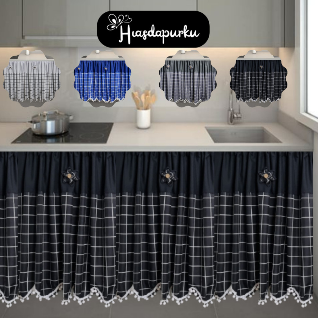 Gorden Kolong Dapur/Tirai Kolong Dapur/Hordeng Kolong Model Kotak Estetik