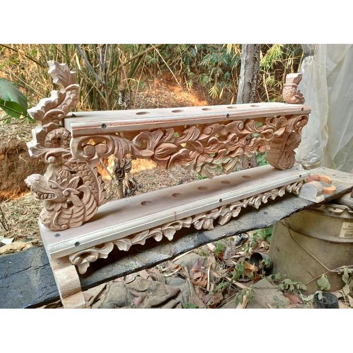 jagrak keris isi 5 ukir kepala naga diatas kayu jati garap alus bk Keris sengkelat majapahit mataram