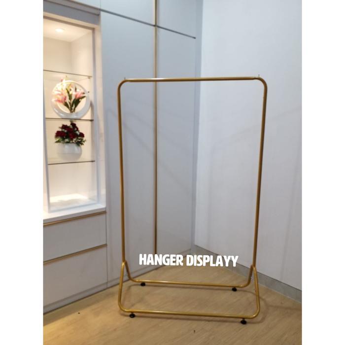 Gantungan Baju Gawang Multi Oval Gold - Standing Rak Baju Gawang Gold