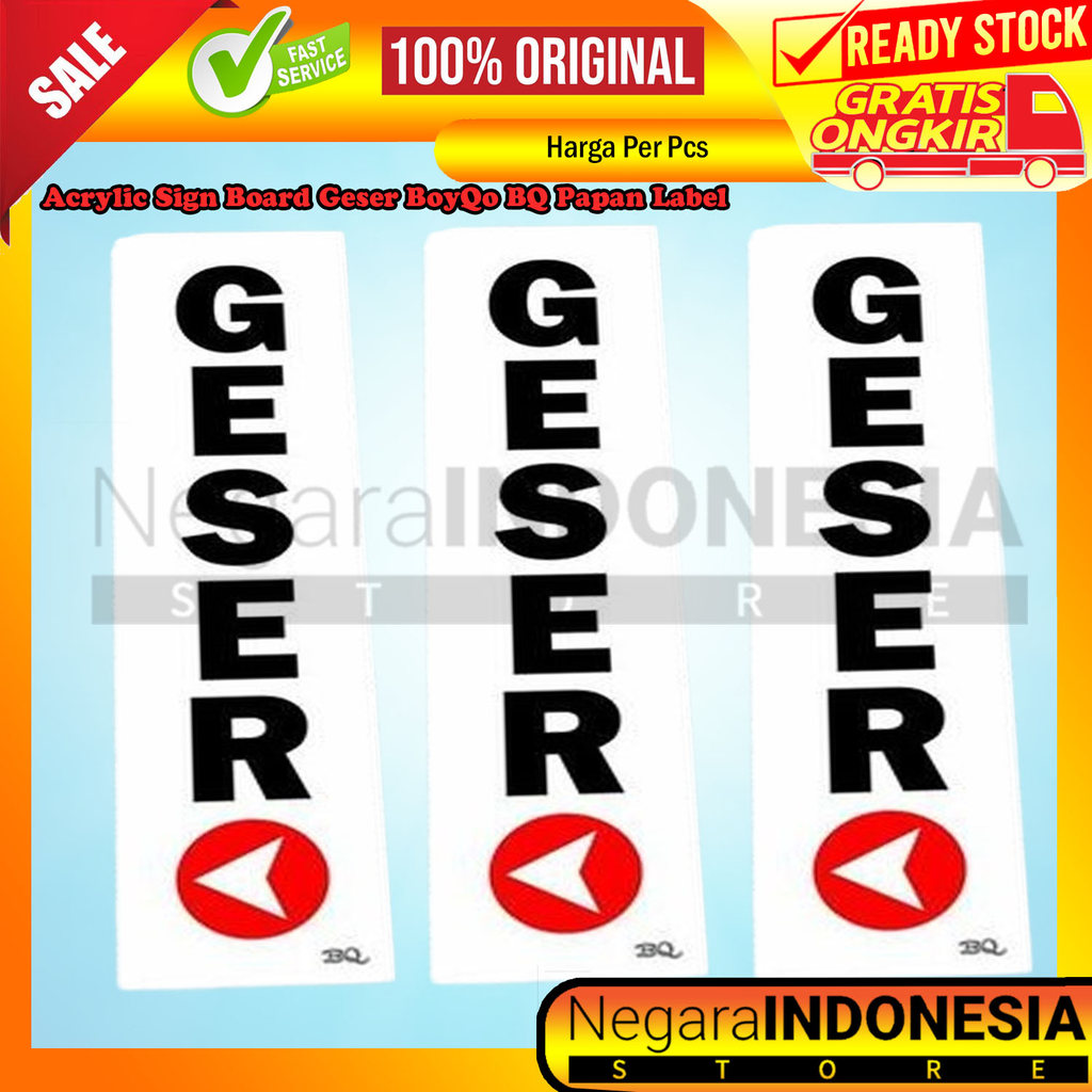 Acrylic Sign Board Geser BoyQo BQ Papan Label Pintu Stiker Petunjuk Tulisan Ruangan Kantor Masjid Mu