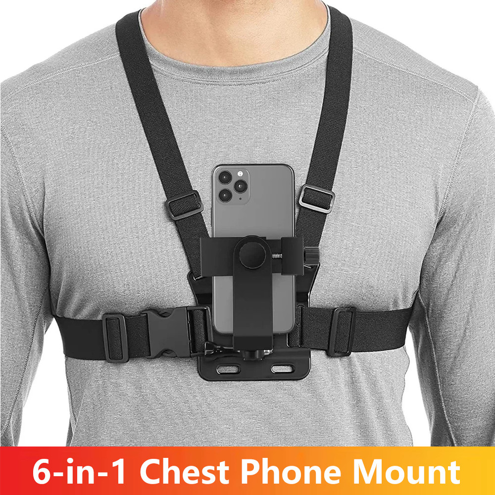 6-in-1 est Strap Mount Phone Clip Holder For iPhone Samsung Huawei Smartphones GoPro SJCAM AKASO ta3