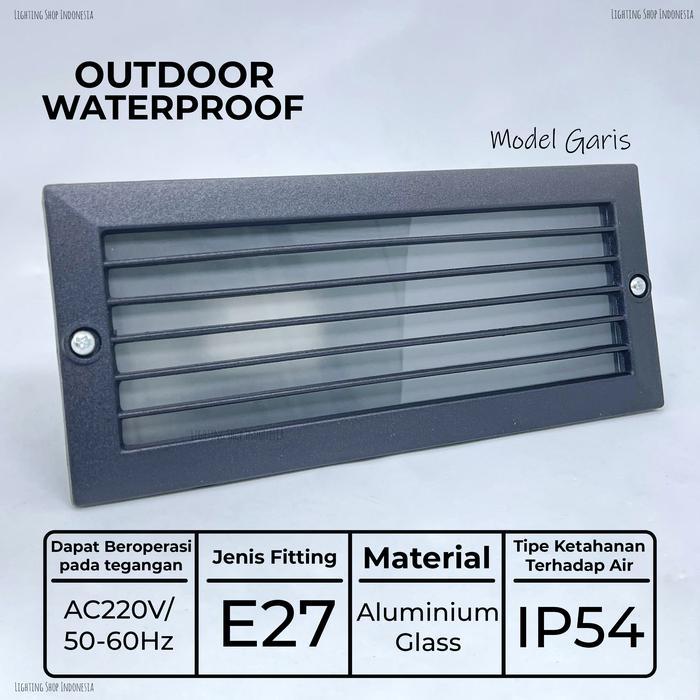 Lampu tangga dinding e27 taman waterproof inbow outdoor minimalis - Tanpa bohlam, Model polos