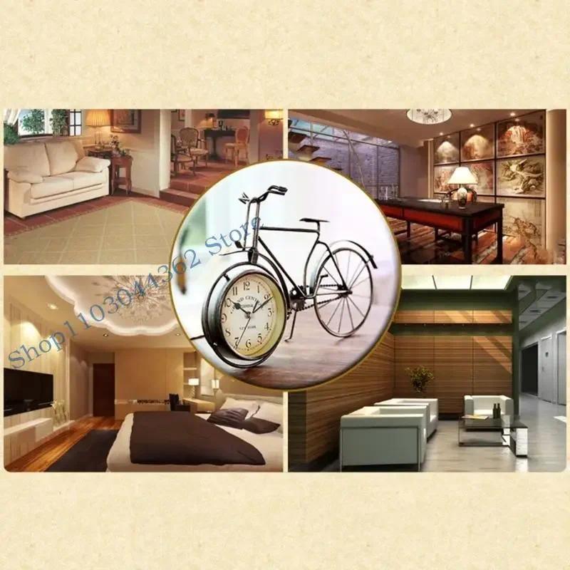 A3PA Antique Desk Clock Bike Alarm Clock Silent Desk Metal Clock for Home