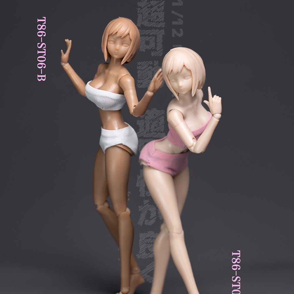 86TOYS 1/12 Scale Female Soldier White Skin Yellow Half Coated Plump Buttocks Chest Body  12" Action