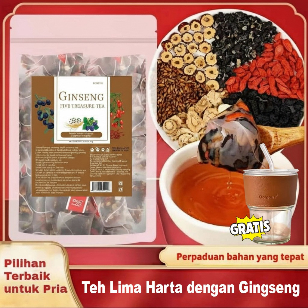 (21 guns) [Beli 1 Gratis 1] Teh Lima Harta Dengan Ginseng 5g x 25pcs HALAL/ Bottle Teh Herbal Pengua