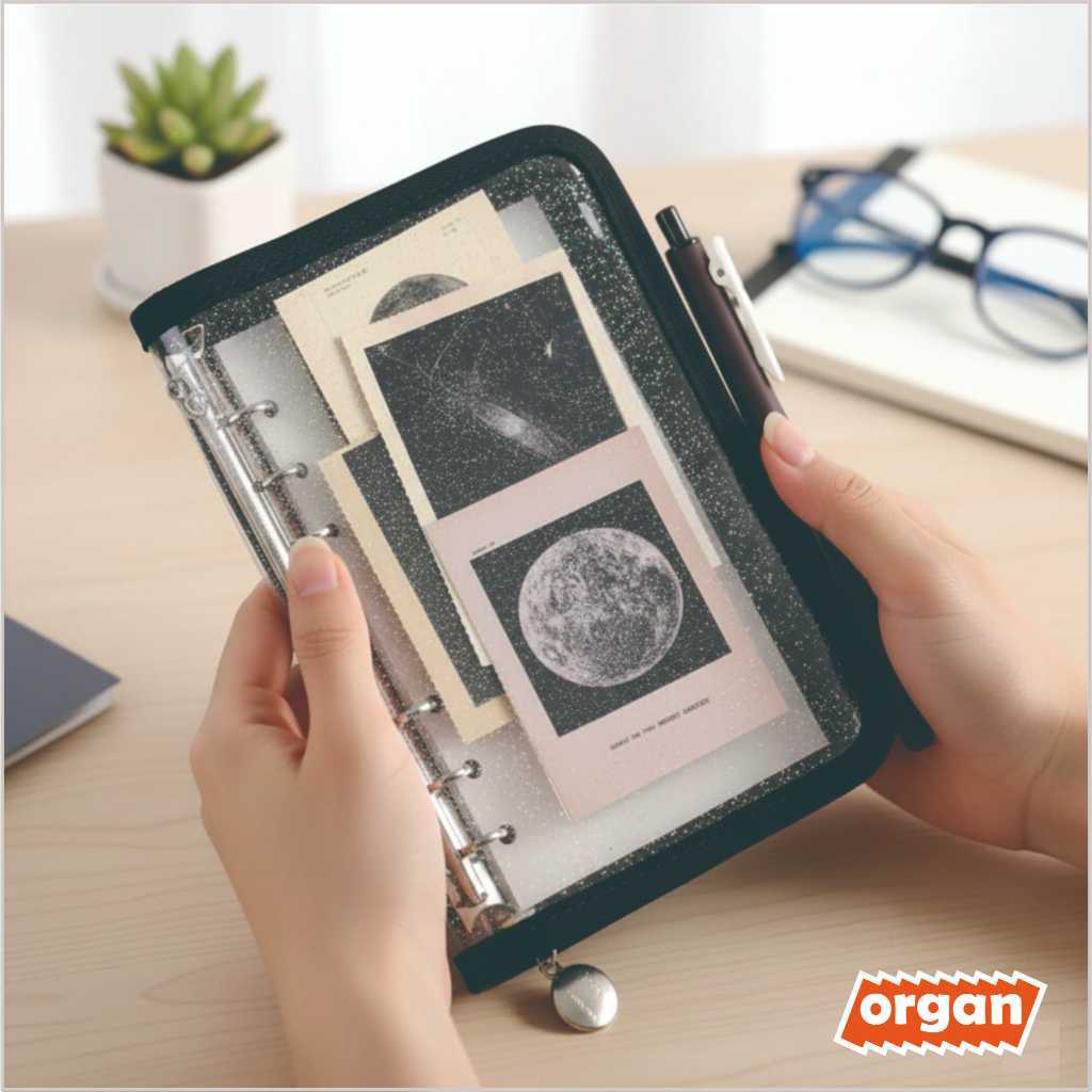 Binder A6 Transparan Resleting 6 Lubang PVC