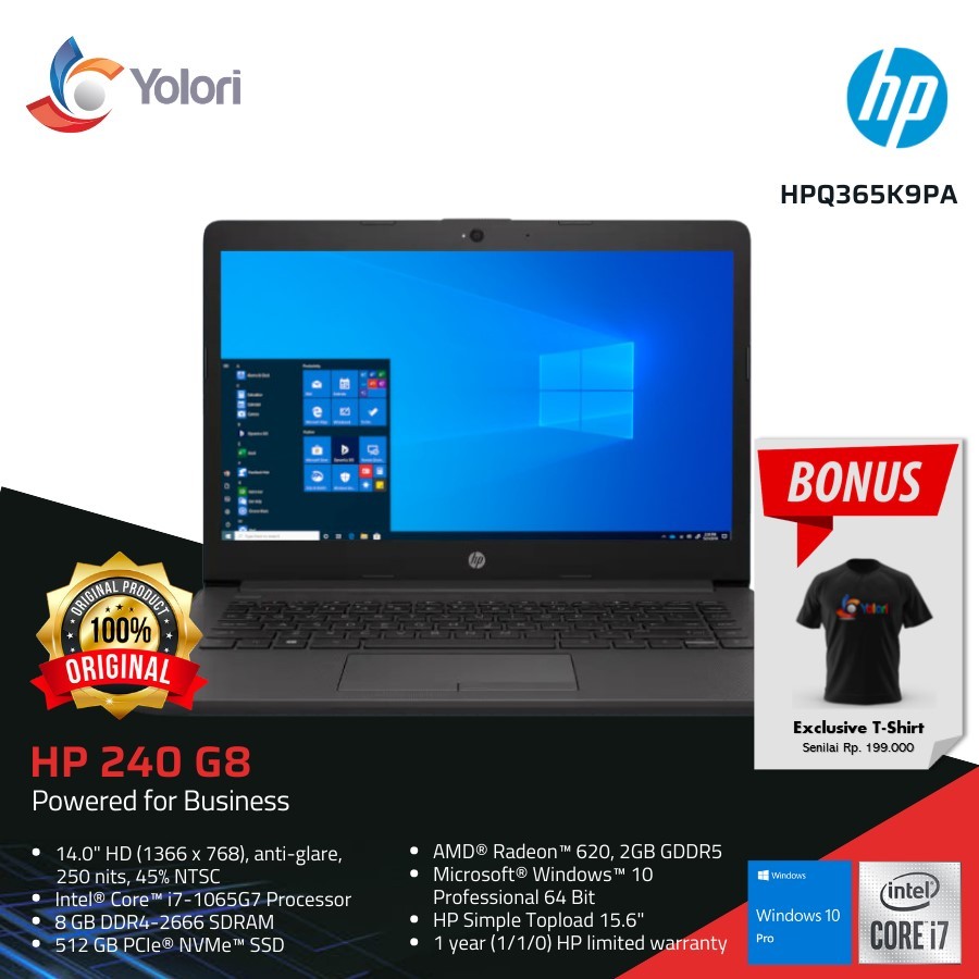 HP 240 G8 i7-1065G7 8GB/16GB 512GB AMD Radeon 620 2GB Windows 10 Pro