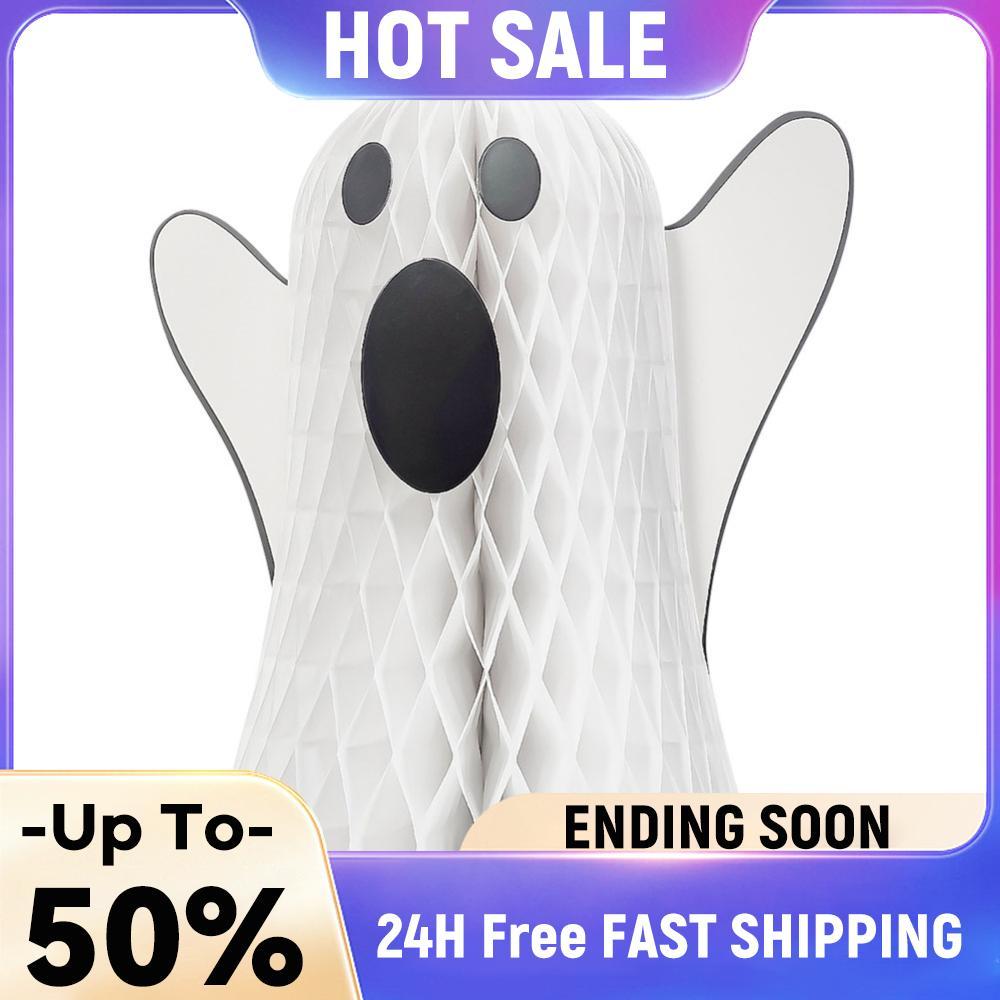 Halloween White Ghost Ornament Paper Tabletop Honeycomb White Ghost Ball Decor Y Cute Ghost Statue f