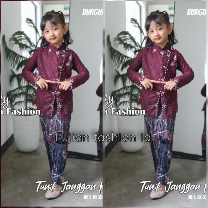 kebaya janggan anak / kebaya brokat Payet anak / kebaya brokat modern / setelan kebaya anak