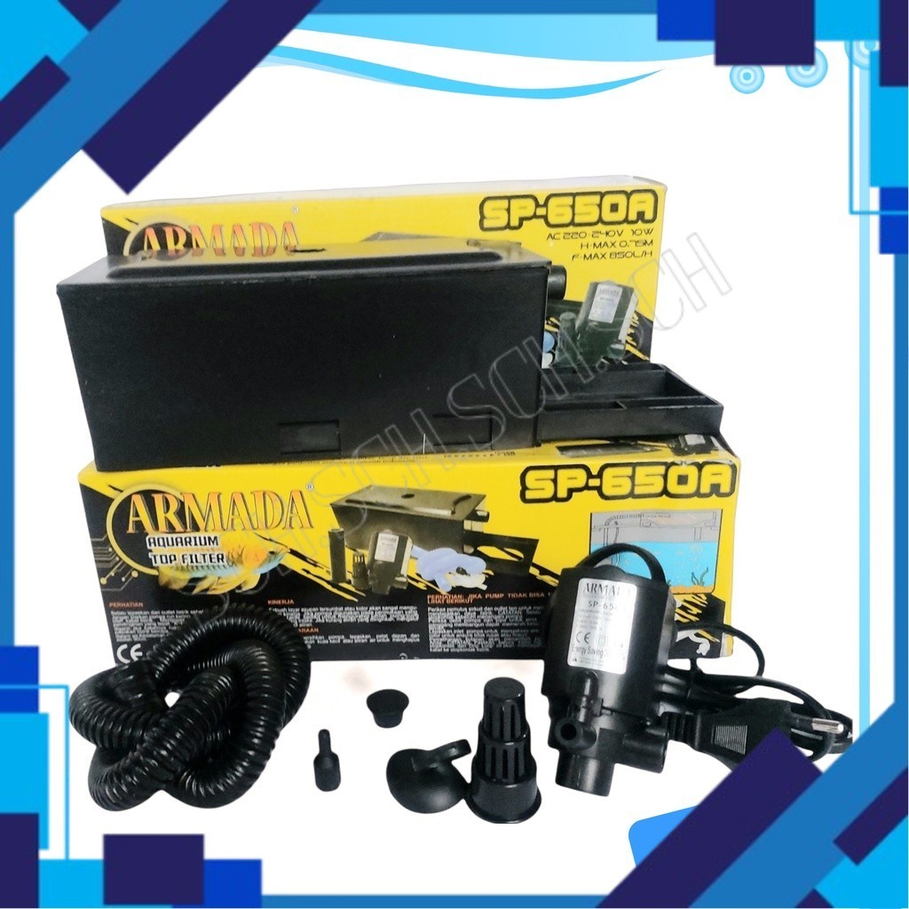 Paket lengkap box filter aquarium full set ARMADA/RECENT 650