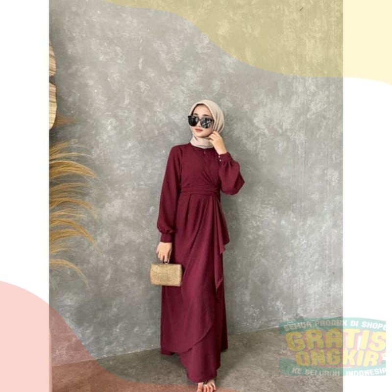 RISHA DRESS ,JUMBO CRINCLE AIRFLOW  SIZE S M L XL XXL GAMIS REMAJA KEKINIAN SALISA MAXIpakaian wanit