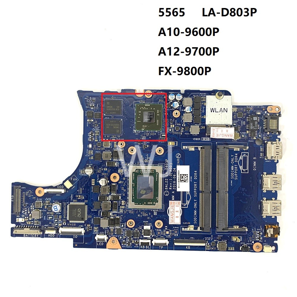 For DELL 5565 LA-D803P A10-9600P A12-9700P FX-9800P PM -0R1WJH -0KPK2C Motherboard with100% Tested