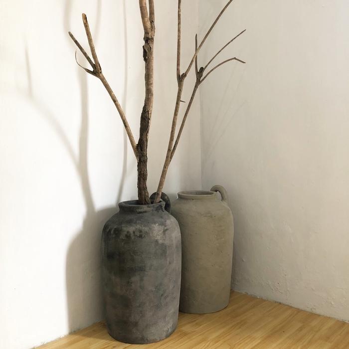 guci hias aesthetic - vas bunga besar - grey