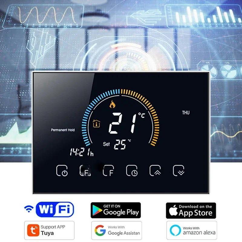 TUYA Wi-Fi Smart Thermostat Ruangan Layar Besar Berwarna-warni yang Dapat Diprogram untuk Pengaturan