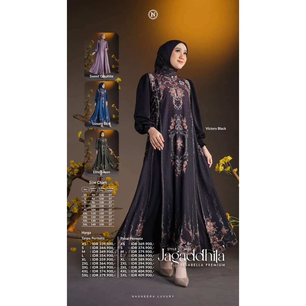 Jagaddhita Style 1 Dress dan Midi Dress with Swarovski by Nadheera Luxury (gamis nadheera luxury, ga
