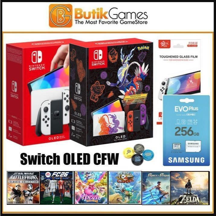 [khusus Sameday Instant] Nintendo Switch OLED CFW 256GB 512GB Full Game Second Bekas