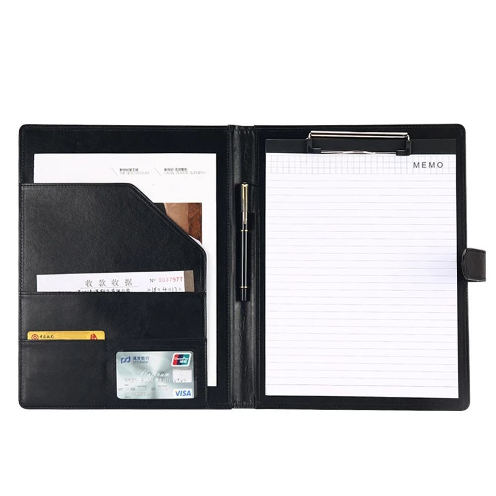 Case Contract File Folders PU Leather Business Card Holder A4 File Folder Manager Clip A4 Clipboard 