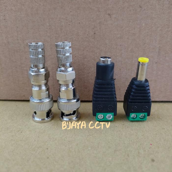 Konektor CCTV 1 set BNC jack DC male female untuk cctv - 1 Set