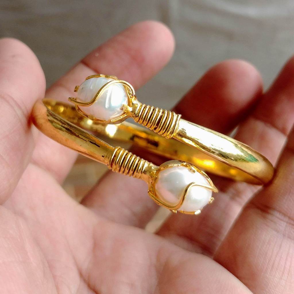 Gelang Mutiara Tinju Bangle Lapis Emas 24k Adjustable