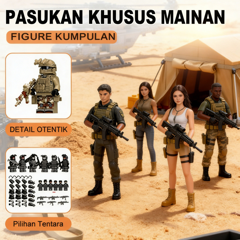 Tentara Militer Swat Team Mainan Balok Susun Mini Minifigure Balok Set Mainan