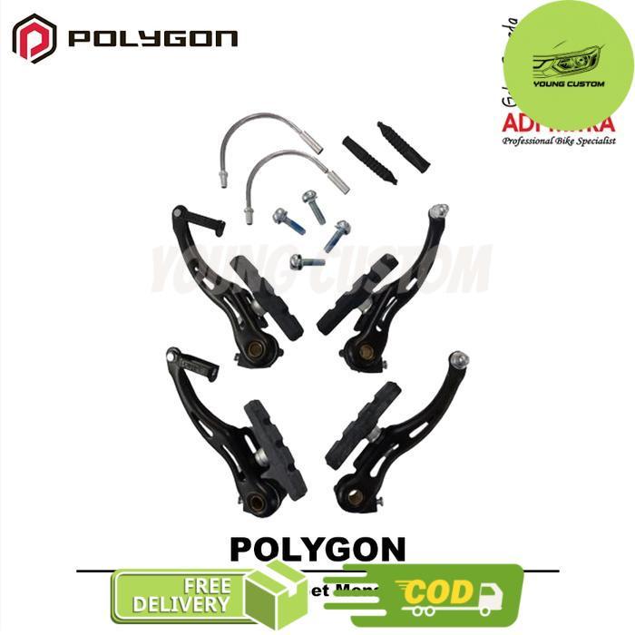 Polygon V-Brake Set Sepeda Monarch Rem Set Depan & Belakang Sepeda Anak Lipat MTB BMX