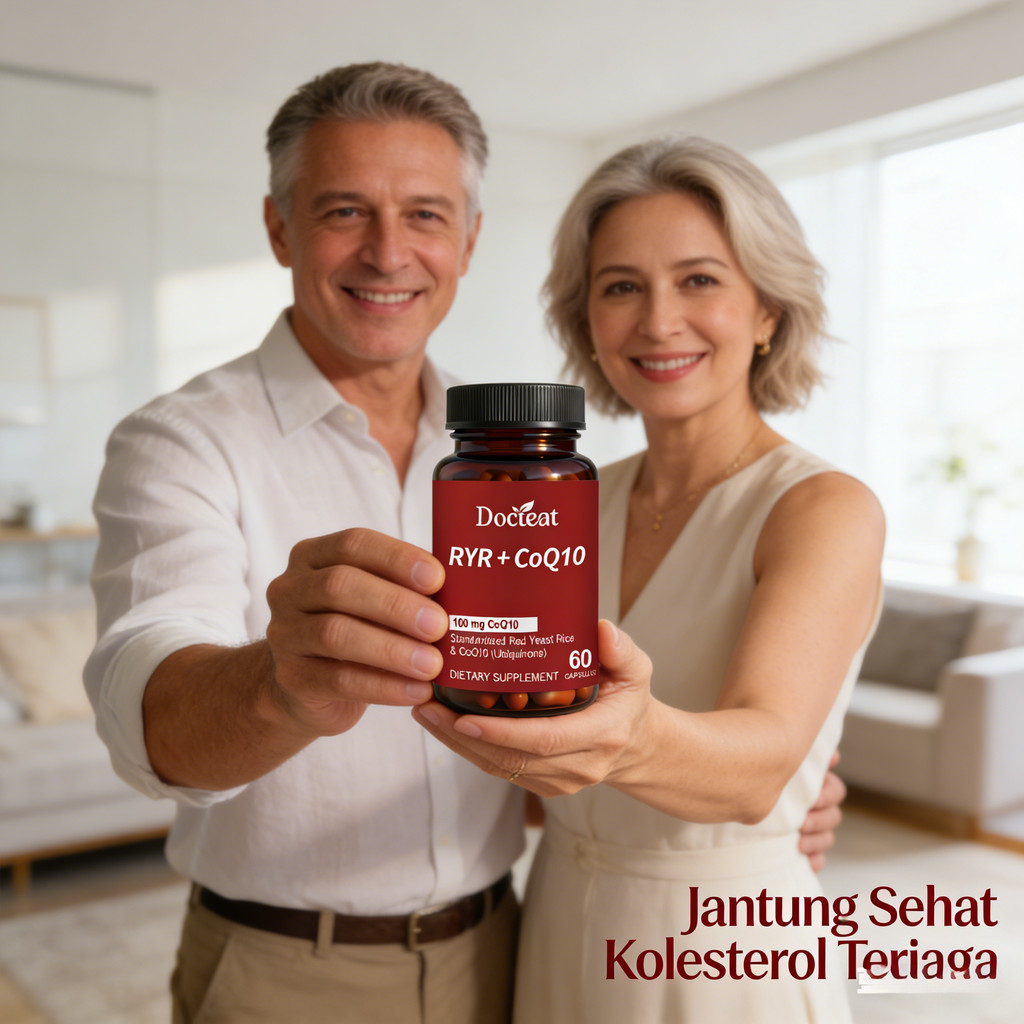 Docteat RYR+CoQ10 Red Yeast Rice & CoQ10 100mg Dukung Kesehatan Jantung 60 Kapsul