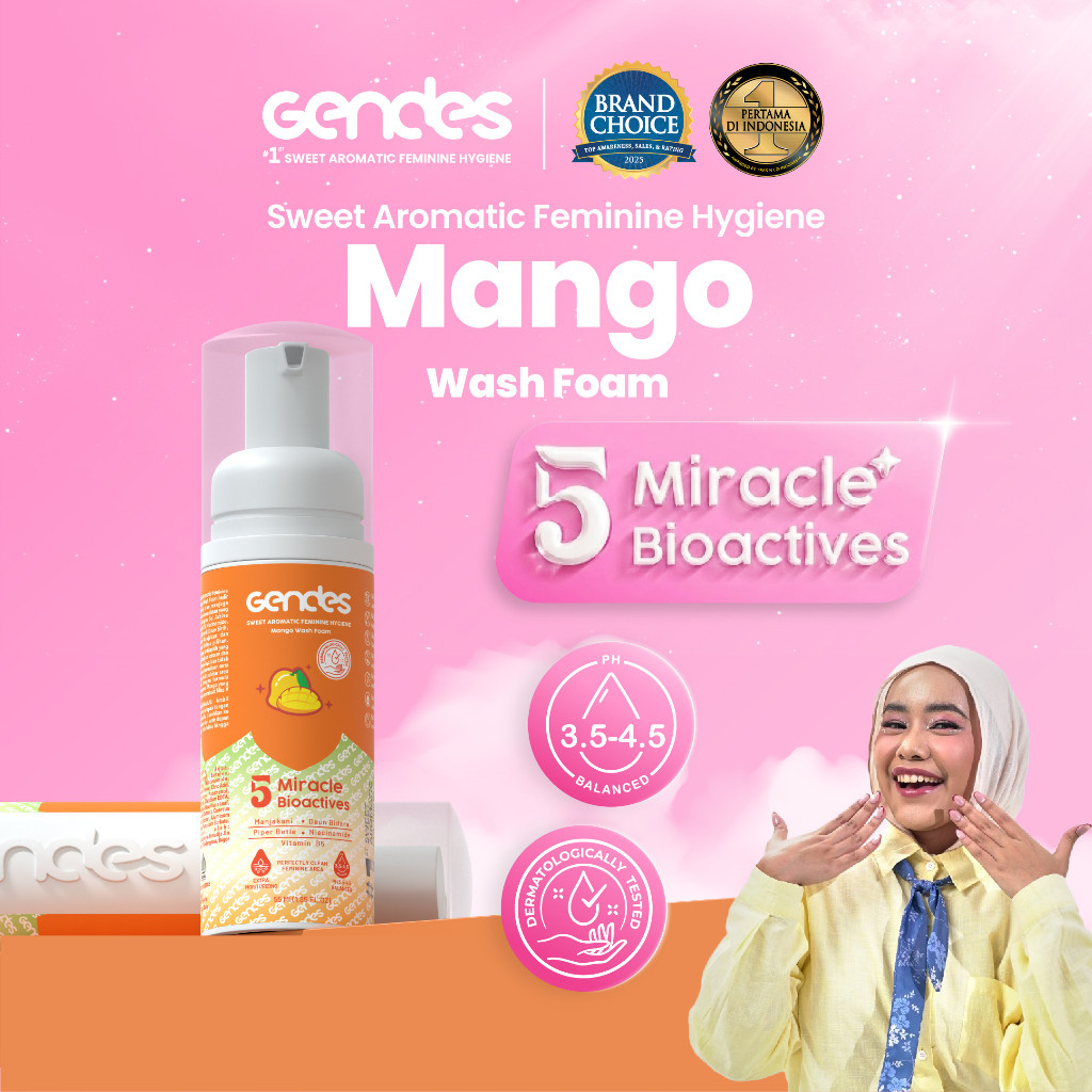 [ LIVE ] Gendes Sweet Aromatic Feminine Care Wash Foam Mango 5 Miracle Bioactives 55 Ml | Perawatan 