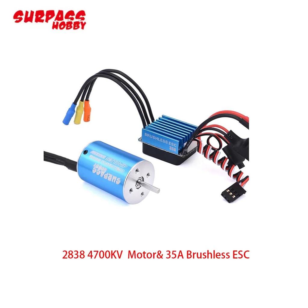 Surpass Hobby 2838 Brushless Motor 3200KV-6200KV & 35A ESC for 1/14 1/16 RC Car, Boat, Waterproof Sp